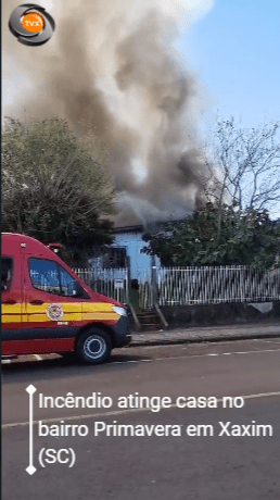 Incêndio atinge residência da família Brunetto no bairro Primavera em Xaxim