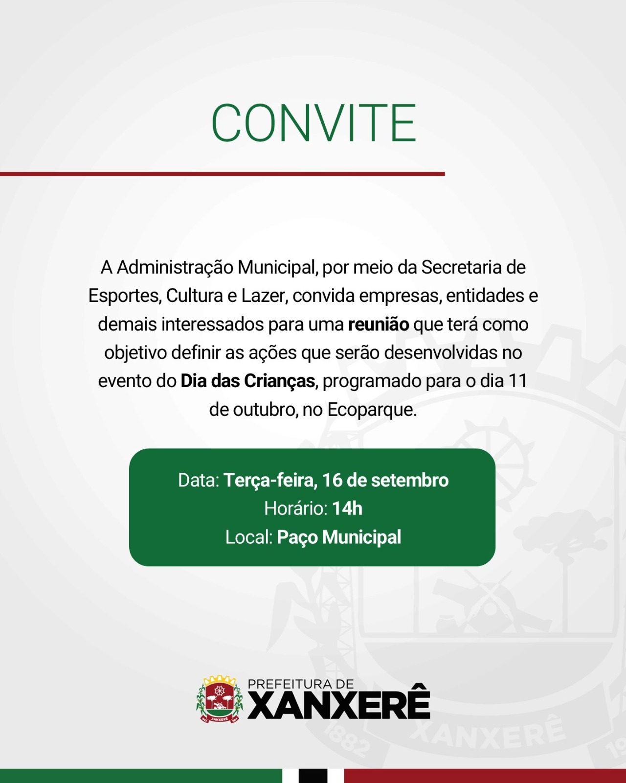 Convite especial da Prefeitura de Xanxerê
