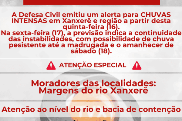 Alerta Climático para Xanxerê e região.