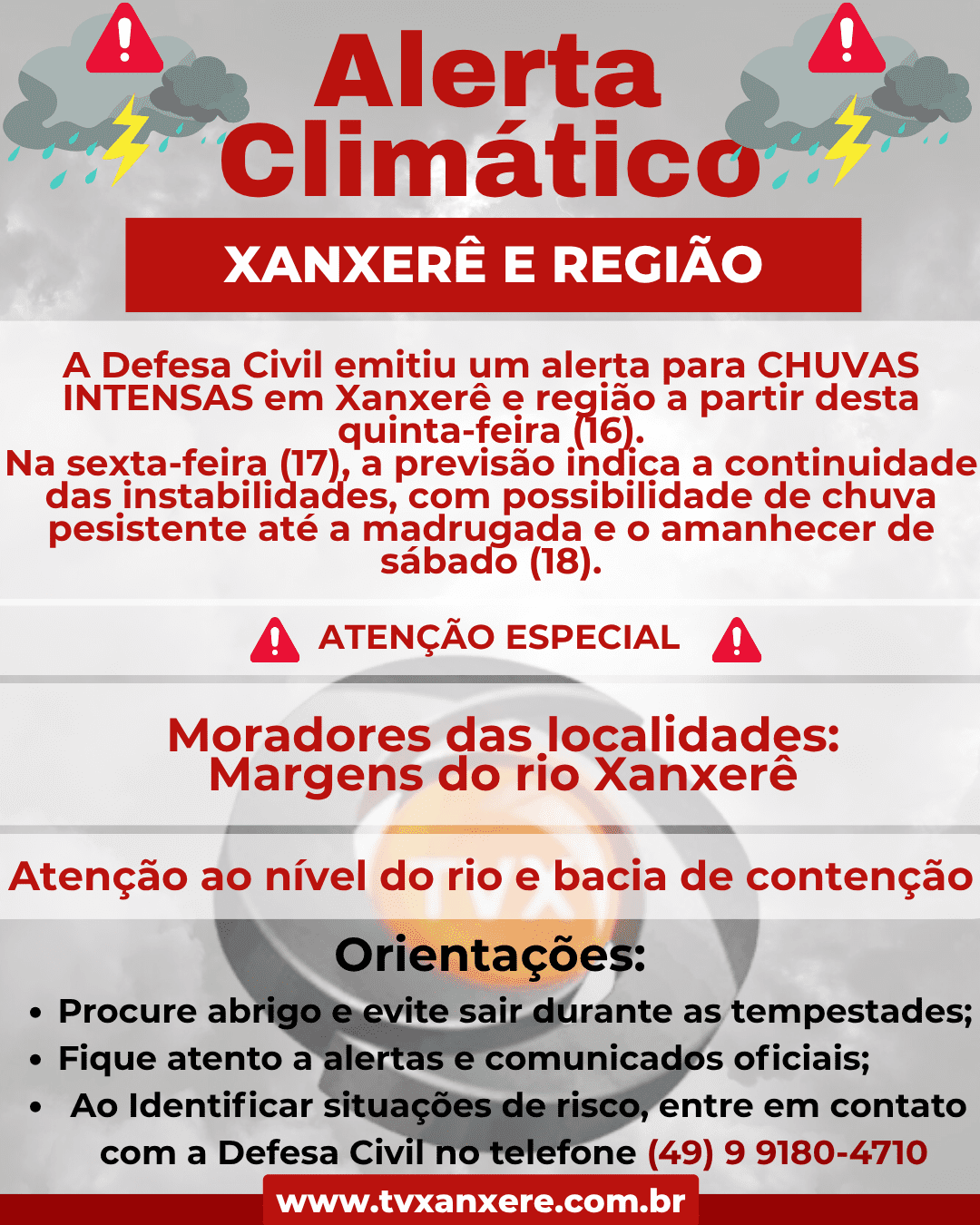 Alerta Climático para Xanxerê e região