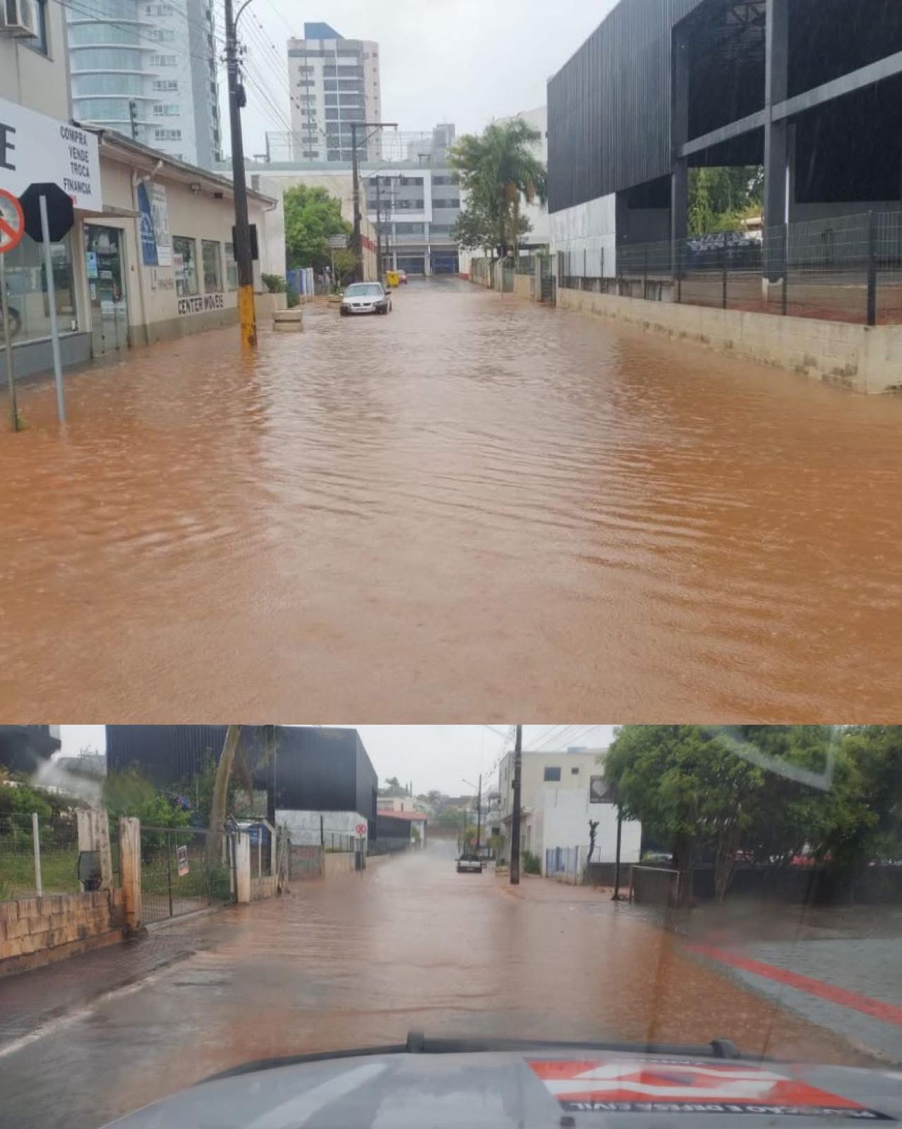 Temporal causa alagamentos e transtornos em Xanxerê no Dia das Crianças