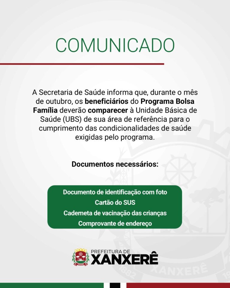 Comunicado da Prefeitura de Xanxerê