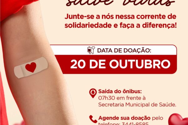 Doação de sangue em Xanxerê: ação solidária leva voluntários ao Hemosc em 20 de outubro