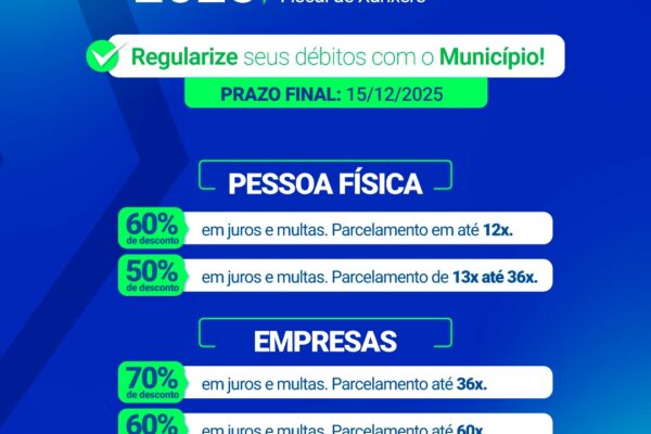 Contribuintes têm até 15 de dezembro para aderir ao PREFIX e garantir regularização fiscal em Xanxerê.