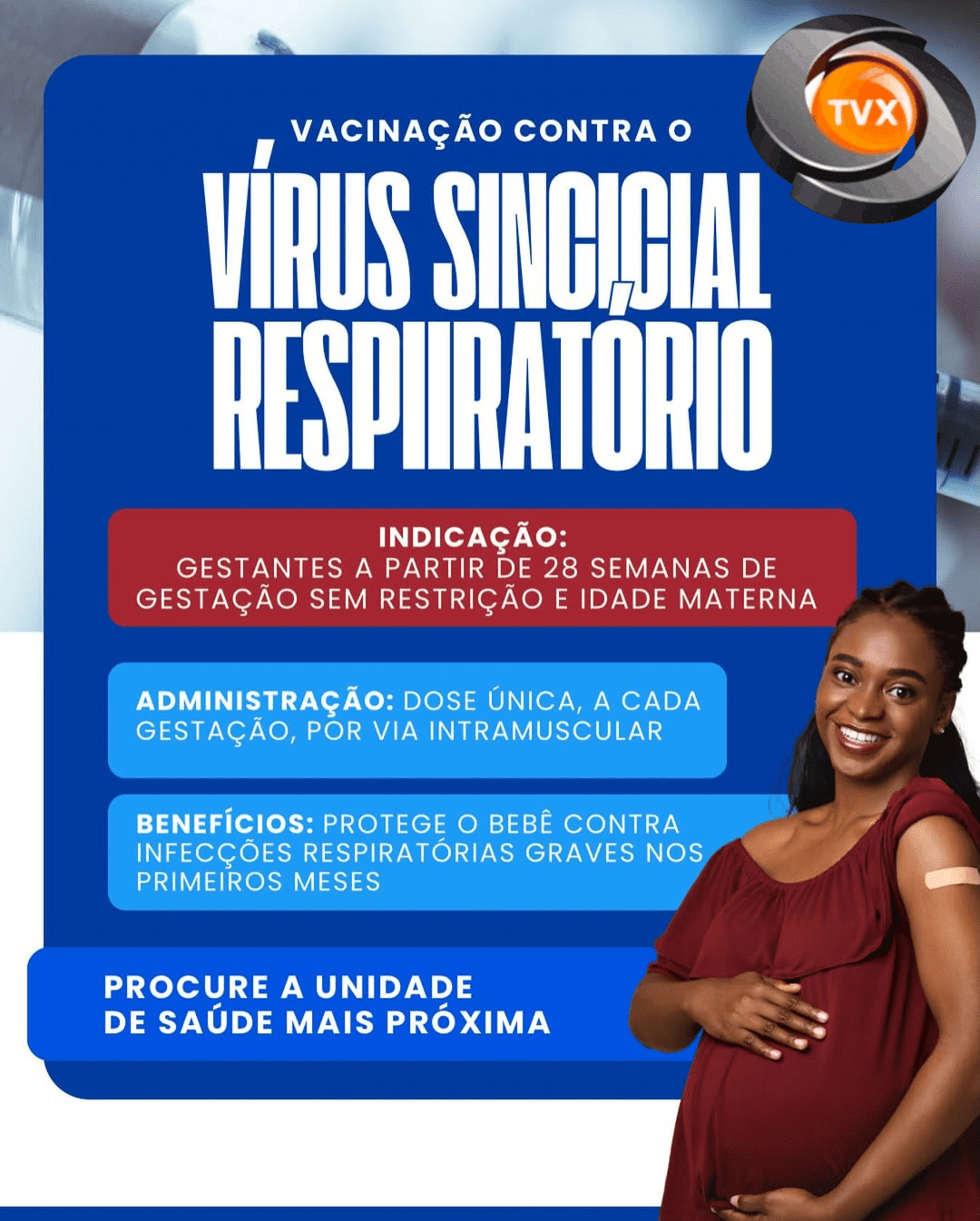 Vacinação contra o VSR começa em Xanxerê e atende gestantes a partir da 28ª semana.
