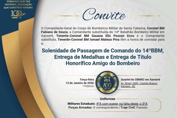 Bombeiros de Xanxerê realizam solenidade de passagem de comando