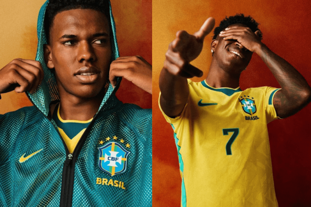 Jogador com camisa da seleção brasileira de futebol