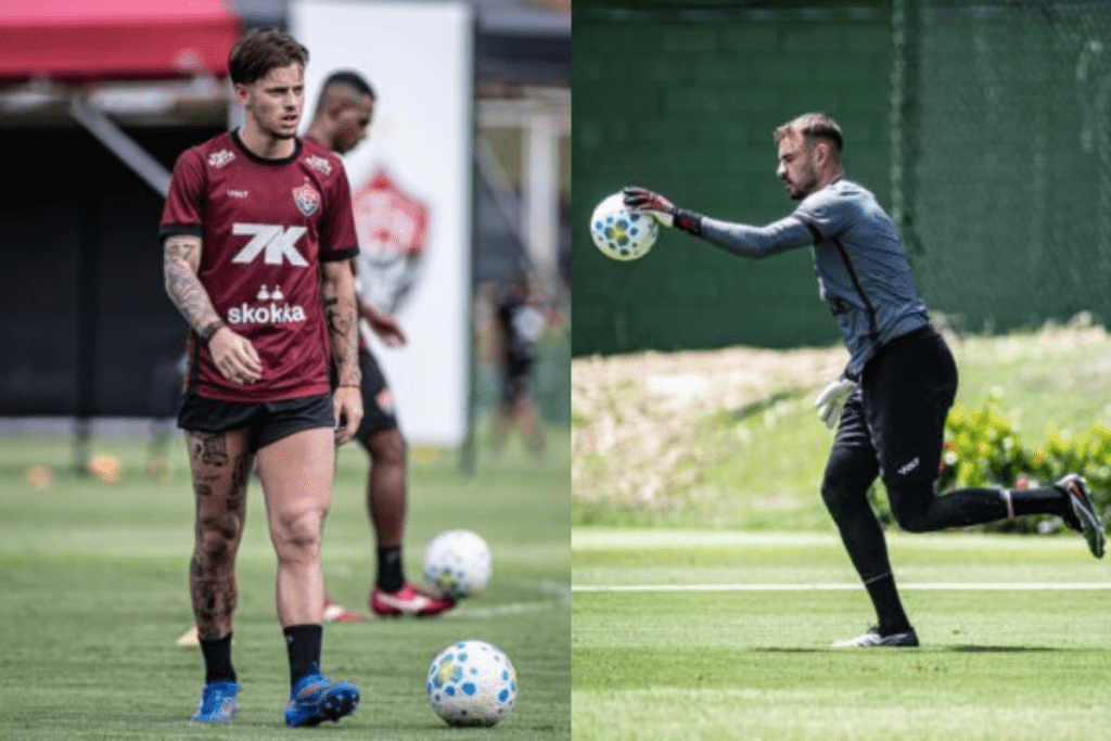 Atletas de Chapecoense e Vitória durante treino focado no confronto direto contra o Z-4