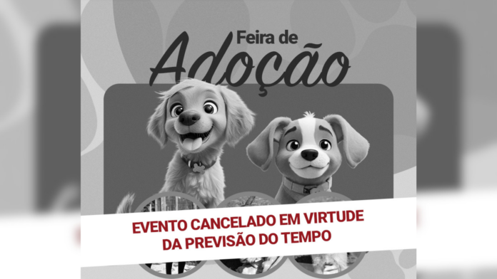 Banner sobre cancelamento da feira de adoção de cães em Xanxerê