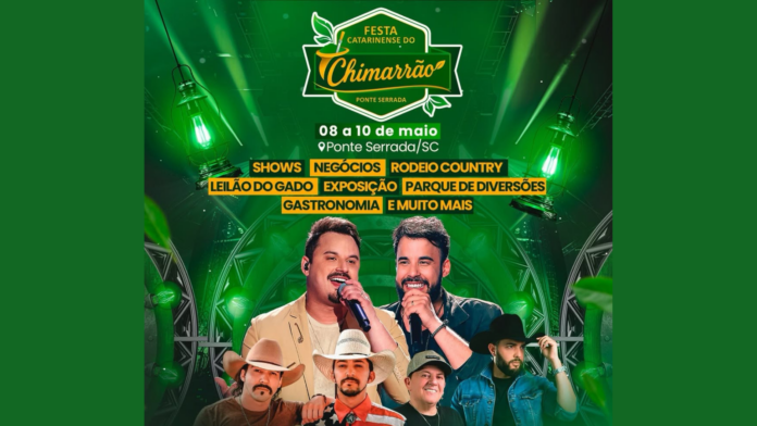 Banner da Festa do Chimarrão em Ponte Serrada com shows e atividades variadas.