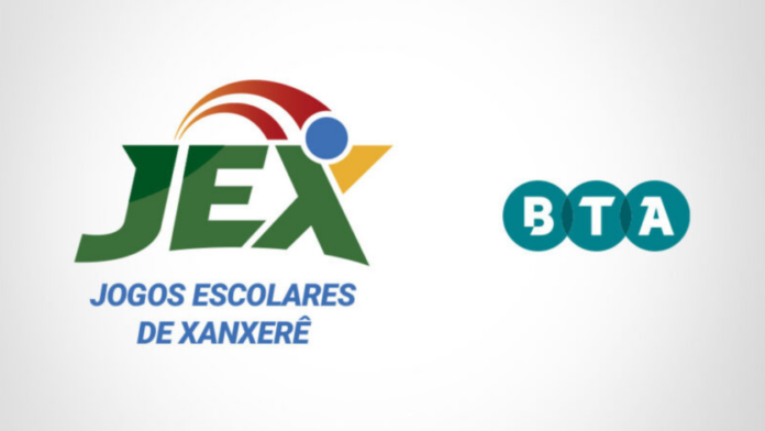 Logos dos Jogos Escolares de Xanxerê e da empresa parceira, BTA