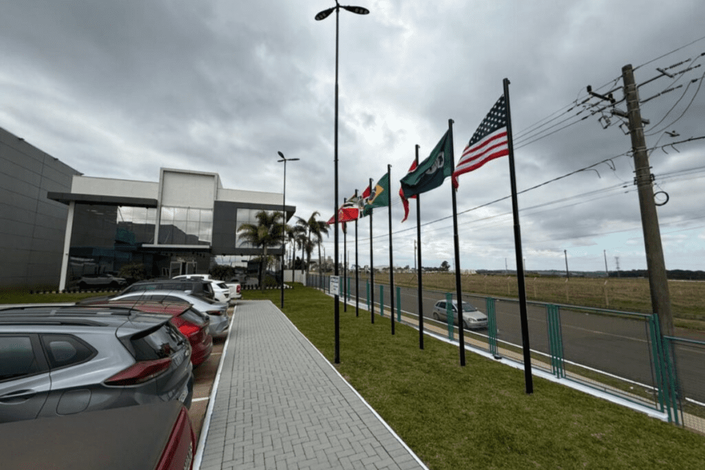 Frente da empresa BTA que enviou representantes para visita internacional á prefeitura de Xanxerê