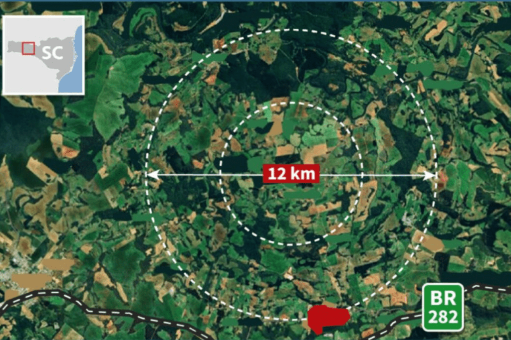 Imagem do Google da Capital catarinense do Meteorito Vargeão.