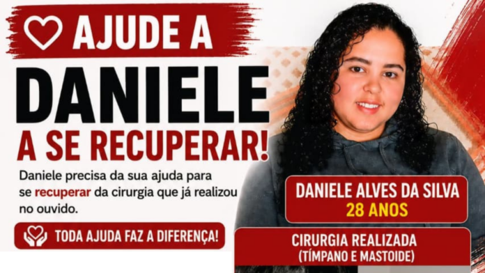 Banner informativo do caso de Daniele Alves da Silva que pede
