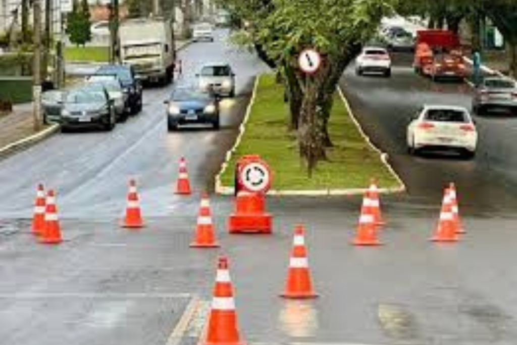 Cruzamento entre a Rua Marechal Deodoro e Avenida Brasil em Xanxerê onde será implementada uma rotatória