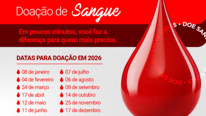 Banner da Prefeitura de Xanxerê convidando voluntários para doação ed sangue no Hemosc de Chapecó
